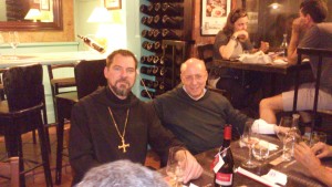 Meeting with Abbot Bruno during our "welcome to Rome" dinner