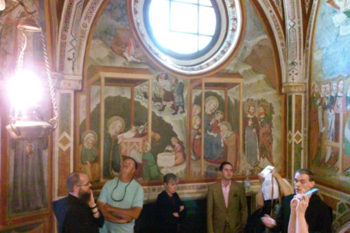 Frescos cover the walls in Sacro Speco