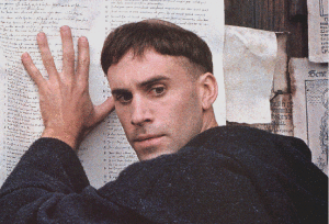 Joseph Fiennes as Luther. After his gig as Shakespeare, opposite Gwyneth Paltrow, his rebound tossed him into the slough of despond opposite _deus absconditus_. If you aren't into geeky theological jokes, just ignore me.